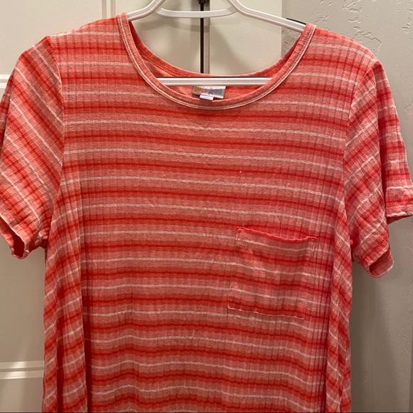 LuLaRoe hi-low pink and white stripe dress - Picture 2 of 4